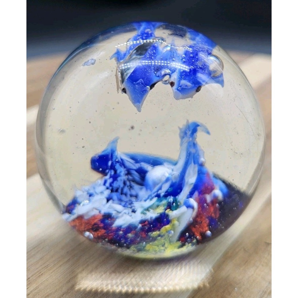 Art Glass Multicolor Ocean Fish Paperweight READ DESCRIPTION